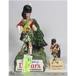 PAIR OF DEWARS HIGHLANDER FIGURES, 10" & 5" MADE