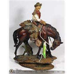 COWBOY ON HORSE STATUE 12" TALL