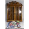 Image 1 : WOOD & GLASS CABINET 19" TALL WITH HAT & PURSE