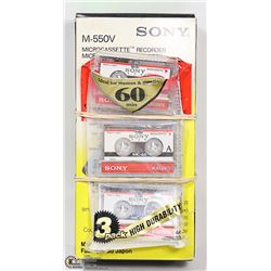 SONY MICROCASSETTE RECORDER, INCLUDES 3 TAPES
