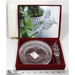 MIKASA CRYSTAL WINE CASTER AND CORK SET