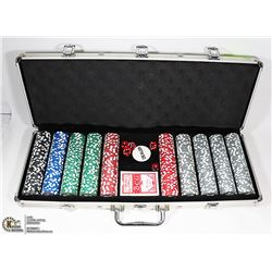 POKER CHIP AND CARD SET, METAL CASE