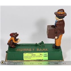 MONKEY BANK, DIE CAST METAL, FUNCTIONAL