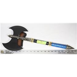 ORNAMENTAL VIKING BATTLE AXE WITH WALL BRACKET