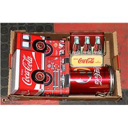 FLAT OF COCA COLA TINS & PIGGY BANKS