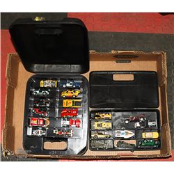 FLAT WITH CASE OF 11 "SLOT CARS" ELECTRIC