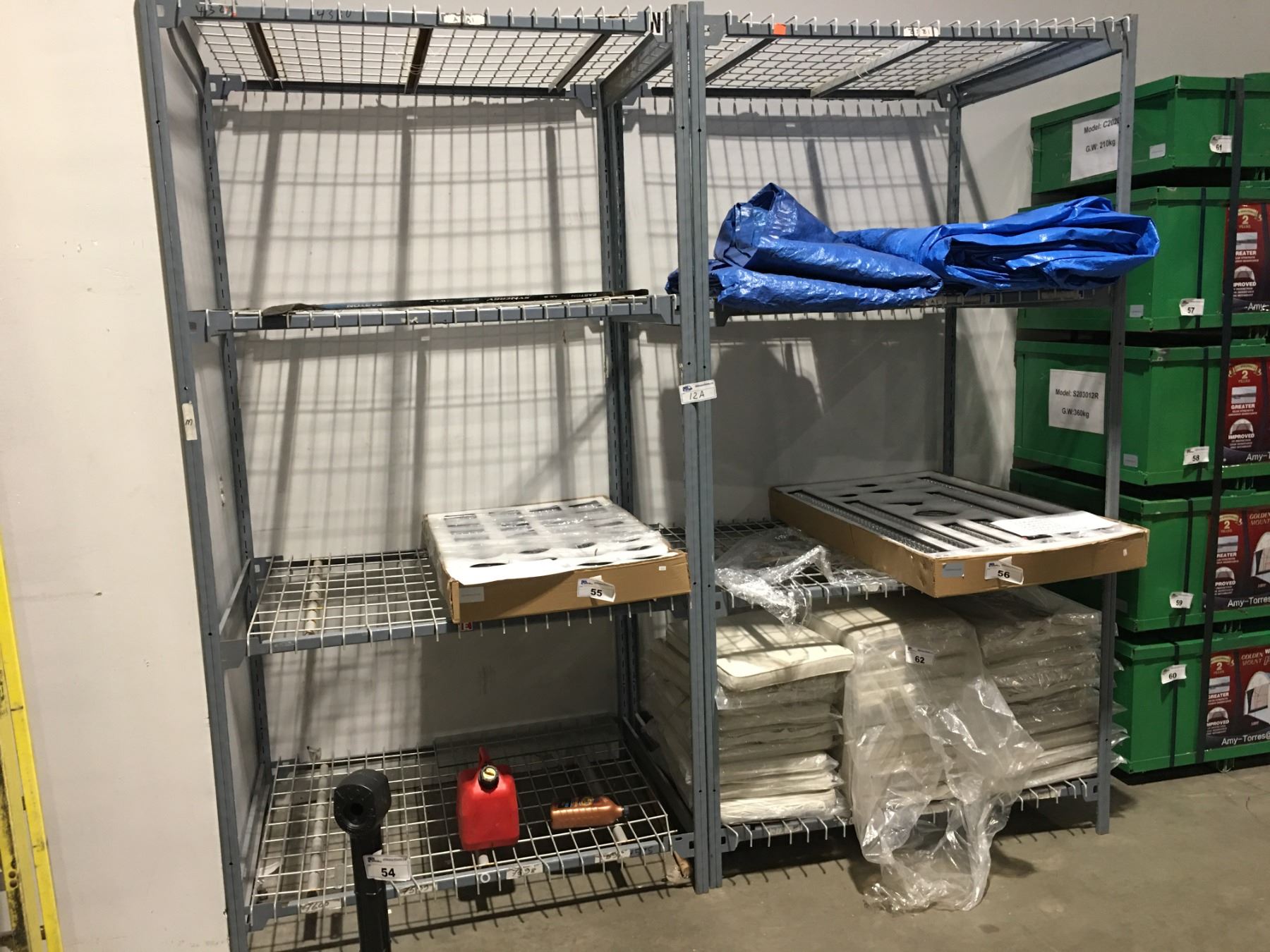 2 SECTIONS REDI-RACK. EACH SECTION APPROX 48 X 36 X 96 H. 4 SHELVES PER ...