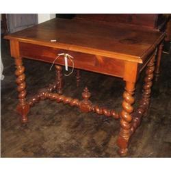 19th c. French walnut desk with turn legs #983846