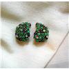 Image 1 : 60's~EMERALD/SAPPHIRE/DIAMOND CLUSTER EARRINGS #983864