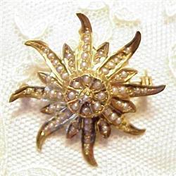 1800's 14k Gold &Pearl Brooch #993992