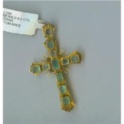 Vintage 18k Yellow Gold 6.50cts Emerald Cross #994099