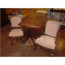 Eastlake Chairs/Parlor Table Set--Dusty Pink #994195