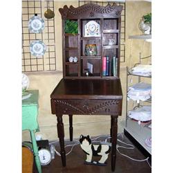 Spoon Carved Bookkeeper Desk Cabinet Cubbyholes #994206