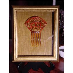 Victorian Celluloid Comb with Red Stones #994234