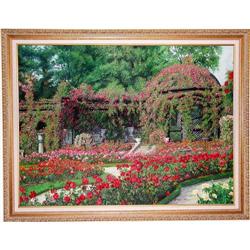 ORIG. OIL PAINTING OF ENGLISH ROSE GARDEN WITH #994239