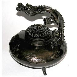 ANTIQUE JAPANESE DRAGON BRONZE CENSER #994245