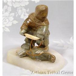 SIGNED HUNTER Soapstone Carving  #994251