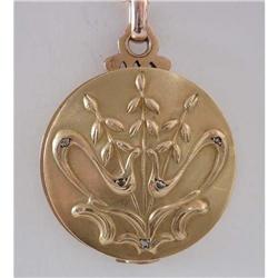 French Art Nouveau 18k Gold  Locket  #994254