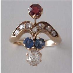 Antique Russian Sapphire & Diamond Gold Ring #994255
