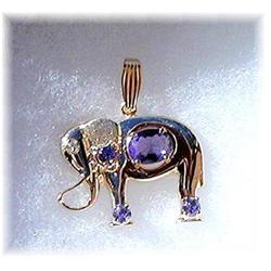TANZANITE.  DIAMOND.  14K  GOLD  * Asian Icon #994260