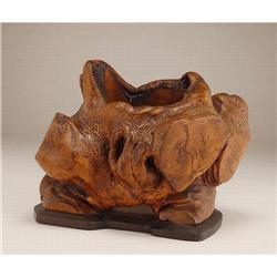 Old Japanese Wood Tree Trunk Hibachi Ikebana #994347