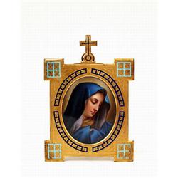 Old Porcelain on Painting of Madonna Gilt Frame #994352