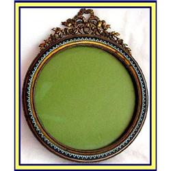 ANTIQUE FRENCH CHAMPLEVE ENAMEL & BRONZE FRAME  #994680