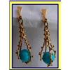 Image 1 : CUSTOM MADE 14K GOLD TURQUOISE EARRINGS 1930 #994704