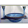Image 1 : HAWKES BLUE GLASS & SILVER CANDLESTICKS & BOWL #994736