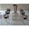 Image 1 : Vintage Silver Lusterware Decanter and 6 Wines #1000318