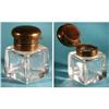 Image 1 : ANTIQUE GLASS INKWELL WITH BRASS TOP MS-22 #1000750