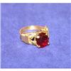 Image 1 : Exquisite Art Nouveau 10K Gold Red Glass Ring #1001300