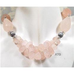 Carved Rose Quartz Necklace FREE SHIPPING #1002271