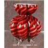 Image 1 : ART Glass MELON Vase Red swirl, Footed, ANTIQUE#1002706