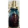 Blue Ball Jar Lamp w/ Screw On Brass'd Lid  #1003360