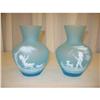 Pair Of Mary Gregory Pastel Blue Vases Of Boy #1009990