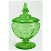 Image 1 : Princess Green Depression Glass Candy Jar #1010132