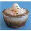 Image 1 : Opaline Milk Glass Floral Decorated Powder Jar #1010180