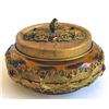 Image 1 : Jeweled Amber Glass 24kt Gold Plate Vanity Jar #1010251