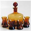 Image 1 : Amber Decanter  Set w 6 Tumblers #1010317