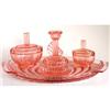 Image 1 : Pink Art Deco Depression Glass Vanity Set #1010338