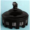 Image 1 : COURT JESTER Black Glass Silver Trim Powder Jar#1010345