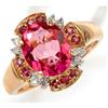 Image 1 : Pink Topaz, Rhodolite and Diamond Ring #1010394