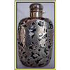 Image 1 : ST SILVER OVERLAID GLASS FLASK PERFUME BOTTLE #1011114