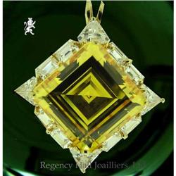 RHJ Sq Canary Cubic Zirconium Pendant  #1016914