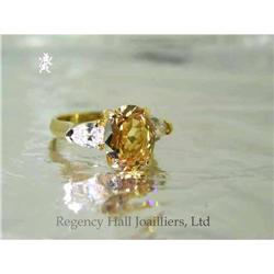 RHJ Oval Peach Cubic Zirconium Ring w/side ston#1016917