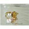 Image 1 : RHJ Oval Peach Cubic Zirconium Ring w/side ston#1016917