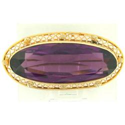 Art Deco Natural Amethyst and  Gold Pin #1016945