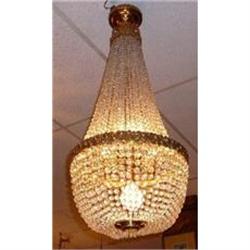 Antique Crystal and Bronze Beaded Chandelier #1017038