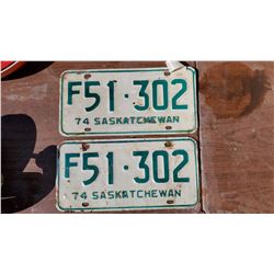 TWO 1974 FARM LICENSE PLATES